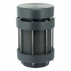 Atmospheric vacuum breaker with 3 in female NPT connections, constructed of unfinished polypropylene. Rated for fluid temperatures from 36°F to 180°F. Prevents back-siphonage in water or chemical lines to protect potable water supplies.