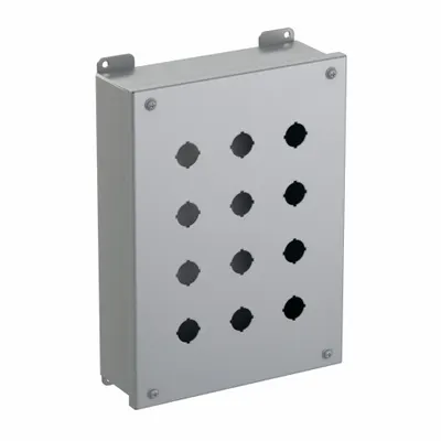 HAMMOND 1435MO Enclosure for 22mm Operators, Carbon Steel, 12 Holes, NEMA 12/13 - Enclosures for 22mm Operators