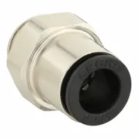 This nylon and nickel-plated brass tube fitting connects 8 mm OD tubing to a 1/8" male BSPP threaded port. The push-to-connect design enables tool-free installation for pneumatic or low-pressure fluid systems. Supplied as a 10-pack