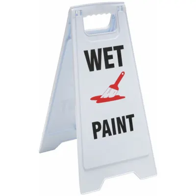 OEM Floor Sign: Polypropylene, 24 in x 11 29/36 in x 12 in Nominal Sign Size - Wet Paint Folding Signs
