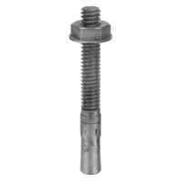 Galvanized steel wedge anchor with 1/4" diameter, 2-1/4" overall length, and 1/4"-20 thread size. Used for fastening fixtures, equipment, or structural elements to concrete or masonry. Supplied in a 20-pack