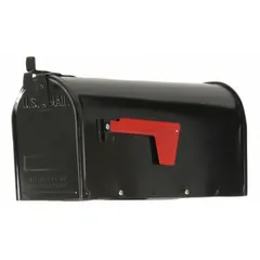 Horizontal single-unit mailbox with one front door. Dimensions: 9 1/2 in H x 6 1/2 in W x 19 in D. Non-lockable design for mail or parcel collection in commercial or industrial settings. Suitable for indoor or sheltered outdoor use where USPS Master Lock compliance is not required.