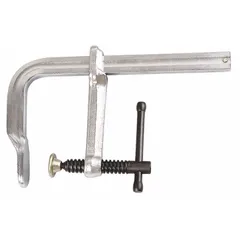 This bar clamp features a sliding T-handle mechanism for quick adjustment and a swivel pad for secure grip on irregular surfaces. With a 12-inch maximum jaw opening and 2,750 lb clamping force, it is suited for heavy-duty clamping tasks in metalworking, woodworking, and fabrication applications.