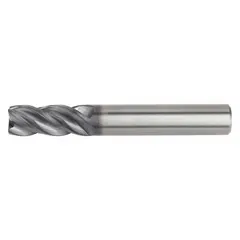 This carbide square end mill is designed for fast cutting in steel and cast iron. With a 12 mm mill diameter, 26 mm length of cut, and 83 mm overall length, it features 4 flutes and an AlTiN coating for wear resistance. Suitable for milling, slotting, and profiling operations in general machining.
