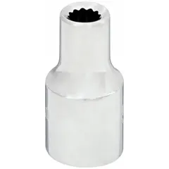 This 1/4" drive hand socket features a 13/16" SAE size with a 12-point standard configuration. Constructed from chrome, it is designed for manual use with ratchets or torque wrenches. Common applications include tightening or loosening hex fasteners in automotive, machinery, and general assembly tasks.