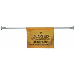 This bilingual sign indicates that an area is closed for maintenance, restricting entry during repair or servicing work. Made of nylon, it measures 18 inches by 13 3/4 inches and is suitable for indoor use on doors in industrial facilities, warehouses, and plants.
