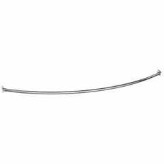 This curved shower rod is made of stainless steel with a polished finish. It is designed for drywall mounting and includes (2) 3-1/2 inch stainless steel screws. The curved design provides additional space inside the shower. Suitable for use with shower curtains in bathrooms.