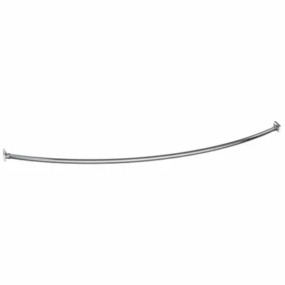 WINGITS Curved Shower Rod: 60 in Overall Wd, Stainless Steel, Polished, Drywall - Rods & Mounting Hardware for Shower Curtains