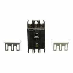 Three-phase miniature circuit breaker rated 25 A at 120/240V AC with a maximum interrupting rating of 10kA. Three-pole unit-mount design for overcurrent protection in heating applications. Part of the QOU Series.