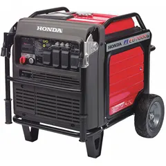 Gasoline-powered inverter generator delivering 5500 W running and 7000 W starting power at 120/240V AC. Features GFCI outlets, Carbon Monoxide (CO) shutdown, and parallel configuration capability. Suitable for backup power on job sites, RV travel, or home standby, providing clean power for sensitive electronics.