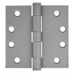 This steel full mortise-mount butt hinge has a 1 1/2 in leaf width and plain bearing type. The removable pin allows for easy door installation or removal. Typical applications include mounting doors in commercial or industrial settings where the hinge leaf is recessed into the door and frame.