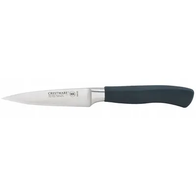 CRESTWARE Paring Knife: Straight, 3 1/2 in Overall Lg, Steel Blade, Santoprene Handle - Paring Knives
