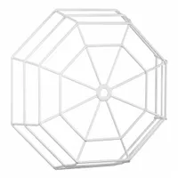 This steel guard is designed for indoor flush wall mounting to protect bells or clocks from vandalism and damage. Its weblike shape allows sound to pass through while shielding the fixture. Includes mounting hardware. Color: White. Overall depth and length: 14-1/4 in