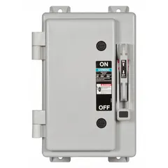 This Siemens fusible safety switch is rated for 60 A and 600V AC, three-phase operation. It features a non-metallic enclosure suitable for both indoor and outdoor installations. Used as a disconnecting means in electrical systems, it provides overcurrent protection and a visible break for safe maintenance in industrial and commercial applications.
