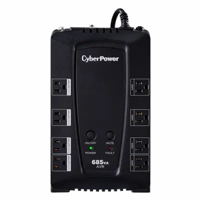 CYBER POWER System: Single Phase, 685 VA Power Rating, 120 V AC Input, 120 V AC Output - Line Interactive UPS Systems