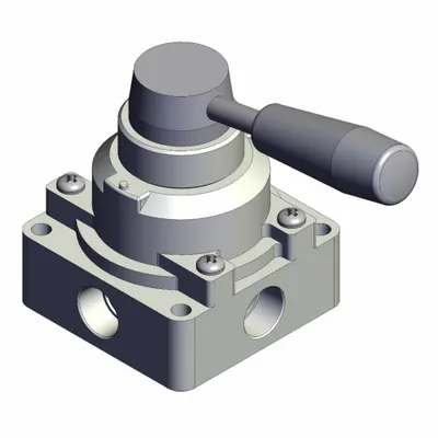SMC Hand Valve: VH Series, Lever Actuator, 3/8 in BSPT, Side-Ported Body - VH Series Manual Air Control Valves