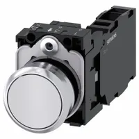 SIEMENS Flush Push Button Operator: Non-Illuminated, Flush Profile, Non-Metallic, 22 mm, 1NO/1NC (MPN 3SU1150-0AB60-1FA0)
