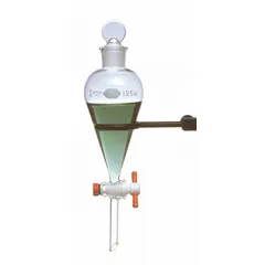 Separatory Funnel, Borosilicate Glass, 500 mL, Colorless, 27 mm Top OD, 12 mm Stem OD, 60 mm Stem Length