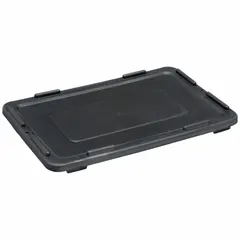 This black plastic lid is designed for ESD static-control divider boxes, helping to protect sensitive components from electrostatic discharge during storage and transport. It is compatible with LEWISBINS model DC2025XL. Typical applications include electronics manufacturing and assembly environments.