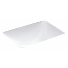 This KOHLER Caxton® undermount bathroom sink is made of vitreous china in a white finish. It measures 20-1/4 inches in overall length and 15-3/4 inches in overall width. The sink includes basin clamps for installation and is designed for undermount mounting beneath a countertop. Suitable for residential or commercial washroom applications, it is supplied without a faucet.