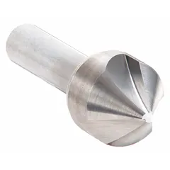 This KEO countersink features a 60° included angle and a single flute for fast, chatter-free cutting. The carbide construction provides long tool life. With a 1-1/4 in body diameter and 1-1/4 in shank diameter, it is suitable for creating conical recesses for flathead screws or deburring holes in metal, plastic, or wood.