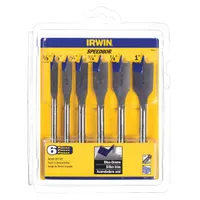 IRWIN Spade Drill Bit Set: 6 in Overall Lg, Bright (Uncoated), 1/4 in Shank Hex Size, 6 Drill Bits (MPN 88886)