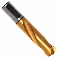 This bell-tip hey-type center drill is made of TiN coated high speed steel for increased wear resistance. It features a 60° angle and an overall length of 2-1/4 inches. The #15 size is double-ended, allowing for extended tool life. Commonly used to create precise center holes in workpieces for lathe operations, supporting shaft ends between centers.