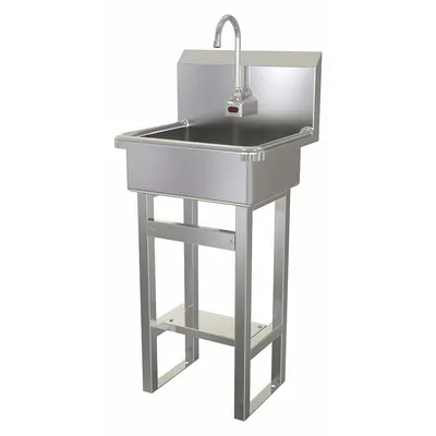 SANI-LAV Hands-Free Sink: 43 1/2 in Overall Ht, 17 in Bowl Lg, 7 in Bowl Dp - One-Station Freestanding Hand Sinks with Faucets
