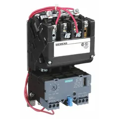 Non-reversing magnetic motor starter for three-phase motors, NEMA Size 1-3/4 rated 40 A. Features electronic overload protection, 480V AC coil (dual voltage 380-440/440-480V), one normally open auxiliary contact, pilot light, and screw terminals. Suitable for starting and stopping motors in industrial applications such as pumps, conveyors, and compressors.