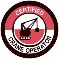 Non-reflective circle label for hard hat identification. 2-inch diameter, English text. Pack of 4 labels. Used to designate certified crane operators in industrial environments