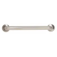 This TRIMCO grab bar is constructed from copper alloy with a satin finish. It measures 18 inches in length and 1-1/4 inches in diameter. Designed for wall mounting, it provides support and stability in bathrooms and other areas where balance assistance is needed.