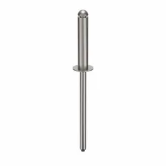 This domed-head blind rivet is designed for fastening materials where access is limited to one side. With a 0.124-inch diameter, 5/8-inch body length, and 1 23/32-inch overall length, it provides a finished appearance and secure joint. Supplied in a 500-piece pack.