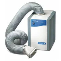 This portable fume exhauster from LABCONCO operates on 115V AC and measures 22 3/4 inches in height, 14 inches in width, and 22 3/4 inches in depth. It requires no blower, making it a self-contained unit for point-source exhaust. Typical applications include capturing airborne contaminants, fumes, and vapors from localized work areas in laboratory and industrial settings