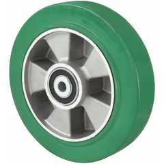 APPROVED VENDOR Nonmarking Rubber Tread on Aluminum Core Wheel, 8 in Diameter, 2 in Width, 880 lb Load, Green