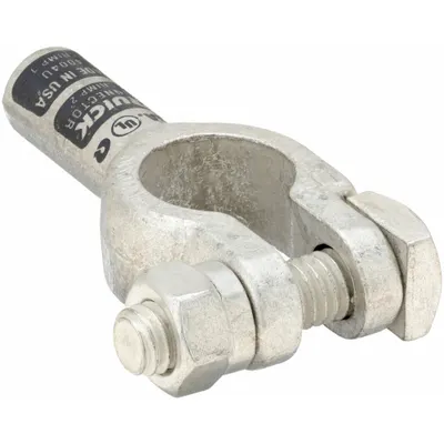 QUICKCABLE Battery Terminal: Straight, Crimp, 4 ga, Gray Color, Negative/Positive - Straight Alignment