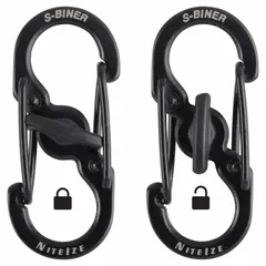 Stainless steel S-hook double snap hook with wire gate, 1 13/32 in overall length. Used for securing and organizing lines, cables, or equipment in rigging, material handling, and general industrial applications.