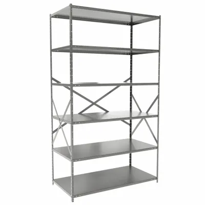 HALLOWELL Metal Shelving: Standalone, Medium-Duty, 48 in x 24 in, 84 in Overall Ht - Medium-Duty Standalone Open Metal Shelving