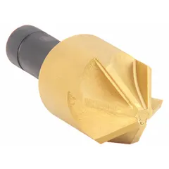 This six-flute countersink produces smooth, chatter-free 82° countersunk holes in metal. The TiN-coated cobalt body provides wear resistance for extended tool life. Suitable for general machining applications requiring a fine finish.