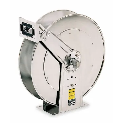 REELCRAFT Spring Return Hose Reel: 50 ft (1 in I.D.), 500 psi Max Op Pressure, Stainless Steel - Corrosion-Resistant Stainless Steel Dual-Pedestal Washdown Spring-Return Hose Reels