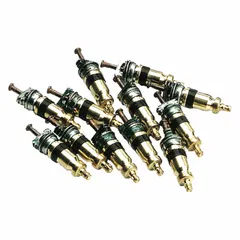 Standard refrigeration valve core with 1/8 in connection for sealing service ports on HVAC and refrigeration systems. Enables gauge connection and refrigerant addition while preventing leaks.