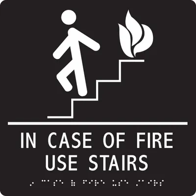 ACCUFORM Braille In Case Of Fire Do Not Use Elevators Use Stairs Sign - ADA Braille In Case Of Fire Do Not Use Elevators Use Stairs Signs