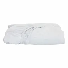 Plastic mattress encasement for beds up to 6 inches thick. Overall dimensions 36 inches wide by 80 inches long. White color. Suitable for use in hospitality and healthcare settings to protect mattresses from fluids and allergens.