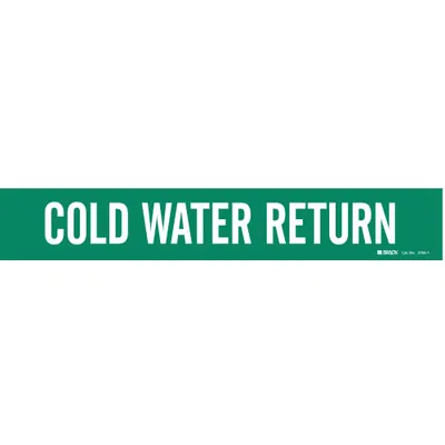 BRADY Cold Water Return Adhesive Pipe Marker - Cold Water Return Adhesive Pipe Markers