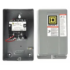 Enclosed non-reversing NEMA magnetic contactor with 3 poles, NEMA Size 1, 27 A rating, and 120V AC coil voltage. Used for switching motors, lighting, and heating circuits in industrial control applications.