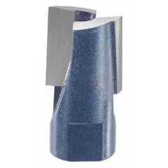 Carbide-tipped straight profile router bit with a 1/2 in cutter diameter and 2 flutes. Designed for routing straight grooves and dadoes in wood and composite materials. Suitable for cabinetry, furniture, and trim work.
