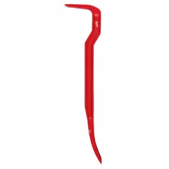 This wrecking bar features a claw end with three nail slots for prying and nail pulling. With a 2-inch overall length, 2-7/8-inch bar width, and 4-inch end width, it is suited for demolition and construction tasks such as framing and decking.