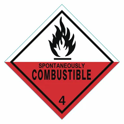 OEM APPROVED VENDOR DOT Container Label: Spontaneously Combustible - Class 4: Flammable Solids