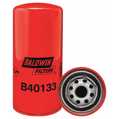BALDWIN FILTERS Lube Filter: B40133, M24-1.50 Thread Size, 8 1/8 in Overall Ht, Oil - Spin-On Oil Filters