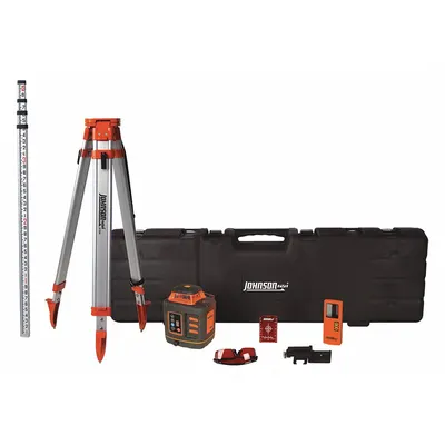 JOHNSON LEVEL Rotary Laser: 2,000 ft Range w/Receiver, Red Beam, Horizontal - Horizontal & Vertical-Beam Rotary Laser Levels