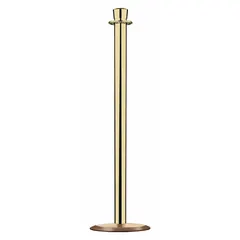 Steel tapered-top rope barrier receiver post with a nonfillable base. Post height is 35 5/8 inches. ADA compliant. Used for pedestrian guidance and queue management in commercial and public spaces.